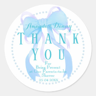 Blue Ribbon Baby Shower Sticker ラウンドシール