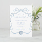 Blue Ribbon Frame Vintage Bridal Shower 招待状 (スタンド正面)