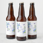 Blue Ribbon Monogram Wedding  ビールラベル (ボトル)