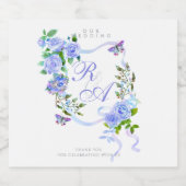 Blue Ribbon Monogram Wedding  ビールラベル (シングルラベル)