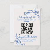 Blue Ribbon QR Wedding RSVP Card (正面)