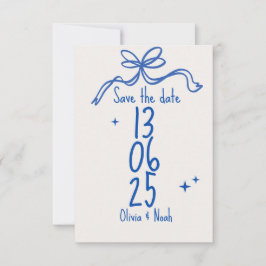 Blue Ribbon Save the Date Card 出欠カード
