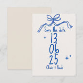 Blue Ribbon Save the Date Card 出欠カード (正面/裏面)