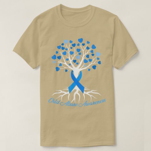 Blue Ribbon Tree Heart Child Abuse Prevention Mont Tシャツ (デザイン正面)