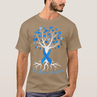 Blue Ribbon Tree Heart Child Abuse Prevention Mont Tシャツ