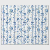 Blue Ribbons and Bows Toile Coquette Pattern  ラッピングペーパー (フラット)
