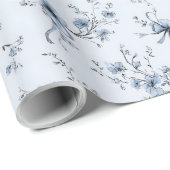 Blue Ribbons and Bows Toile Coquette Pattern ラッピングペーパー (ロールコーナー)