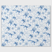 Blue Ribbons and Bows Toile Coquette Pattern ラッピングペーパー (フラット)