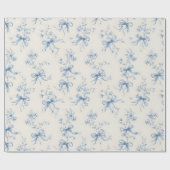 Blue Ribbons and Bows Toile Coquette Pattern ラッピングペーパー (フラット)