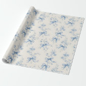 Blue Ribbons and Bows Toile Coquette Pattern ラッピングペーパー (アンロールド)