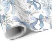 Blue Ribbons and Bows Toile Coquette Pattern  ラッピングペーパー (ロールコーナー)