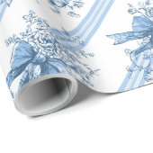 Blue Ribbons and Bows Toile Coquette Pattern ラッピングペーパー (ロールコーナー)