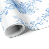 Blue Ribbons and Bows Toile Coquette Pattern  ラッピングペーパー (ロールコーナー)