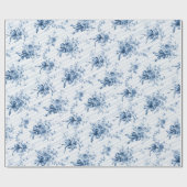 Blue Ribbons and Bows Toile Coquette Pattern ラッピングペーパー (フラット)