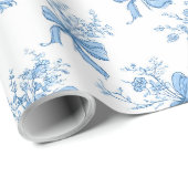 Blue Ribbons and Bows Toile Coquette Pattern  ラッピングペーパー (ロールコーナー)