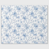 Blue Ribbons and Bows Toile Coquette Pattern  ラッピングペーパー (フラット)