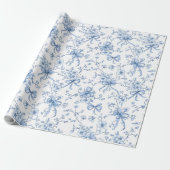 Blue Ribbons and Bows Toile Coquette Pattern  ラッピングペーパー (アンロールド)