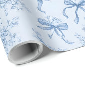 Blue Ribbons and Bows Toile Coquette Pattern ラッピングペーパー (ロールコーナー)
