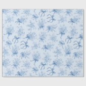 Blue Ribbons and Bows Toile Coquette Pattern ラッピングペーパー (フラット)