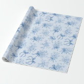 Blue Ribbons and Bows Toile Coquette Pattern ラッピングペーパー (アンロールド)