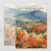 Blue Ridge Mountains Fall Watercolor Wedding  招待状 (正面/裏面)
