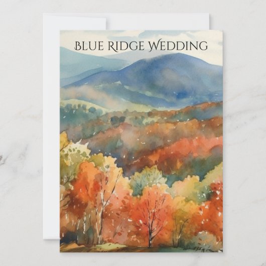 Blue Ridge Mountains Fall Watercolor Wedding  招待状 (正面)