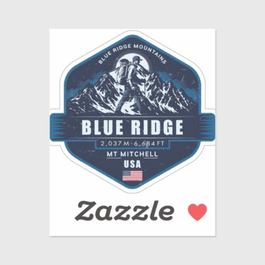 Blue Ridge Mountains Hiking Badge| シール (シート)