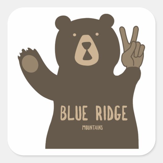 Blue Ridge Mountains Peace Bear スクエアシール (正面)
