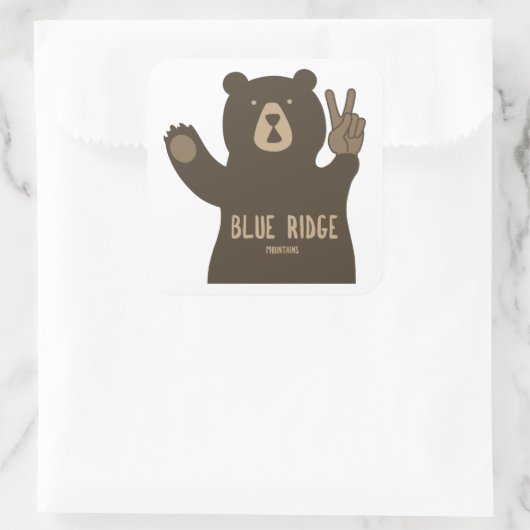 Blue Ridge Mountains Peace Bear スクエアシール (バッグ)
