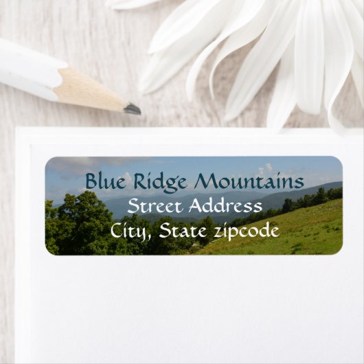 Blue Ridge Mountains Photographic Return Address ラベル (インサイチュ)