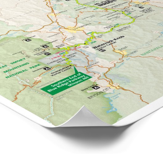Blue Ridge Parkway 2026 map poster ポスター (角)