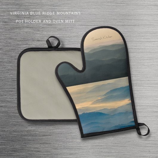 Blue Ridge Sunrise & Sunset Appalachian Virginia 鍋つかみ&鍋敷きセット