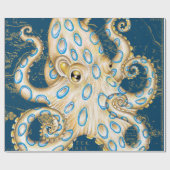 Blue Ring Octopus Indigo Vintage Map Nautical ラッピングペーパー (フラット)