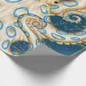 Blue Ring Octopus Indigo Vintage Map Nautical ラッピングペーパー (角)