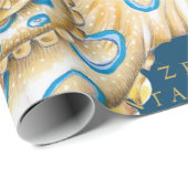 Blue Ring Octopus Indigo Vintage Map Nautical ラッピングペーパー (ロールコーナー)