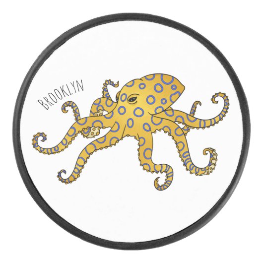 Blue-ringed octopus cartoon illustration アイスホッケーパック (正面)