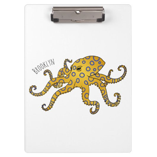 Blue-ringed octopus cartoon illustration クリップボード (正面)