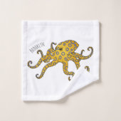 Blue-ringed octopus cartoon illustration  バスタオルセット (ウォッシュタオル)