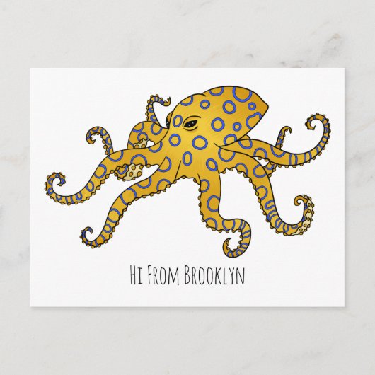 Blue-ringed octopus cartoon illustration  ポストカード (正面)