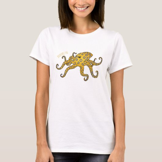 Blue-ringed octopus cartoon illustration  tシャツ (正面)