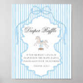 Blue Rocking Horse Baby Shower Diaper Raffle ポスター (正面)