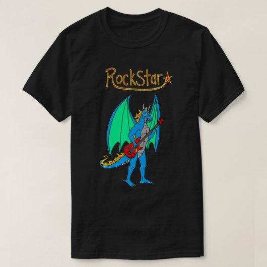 Blue Rockstar Jammin' Dragon with Guitar Premium  Tシャツ (デザイン正面)
