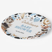 Blue Rodeo Cowboy Baby Shower ペーパープレート (アングル)