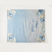 Blue Romance Floral with Gold タペストリー (正面(横))