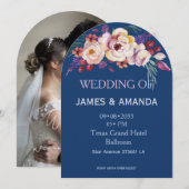 Blue Romantic Classic Personalized  招待状 (正面/裏面)