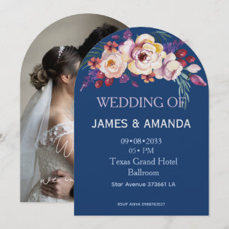 Blue Romantic Classic Personalized 招待状