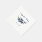 Blue Romantic Floral Botanical Wedding Napkins スタンダードカクテルナプキン (角)