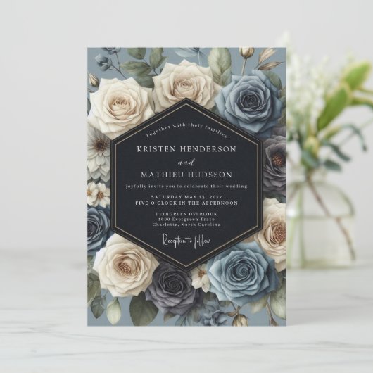 Blue Rose Bloom Wedding 招待状 (スタンド正面)