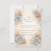 Blue Rose Botanical Wedding 出欠カード (正面)