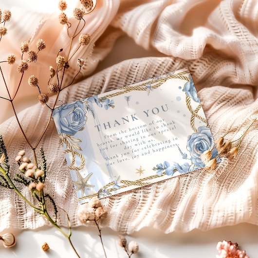 Blue Rose Coastal Rope Wedding サンキューカード